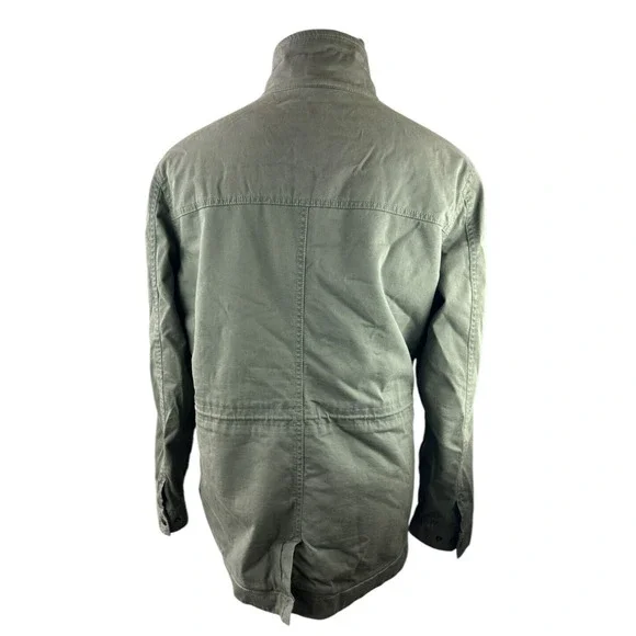 LL Bean Classic Utility Jacket Sherpa Lined Army Green Zip Snap Women's Size XL - Picture 6 of 13